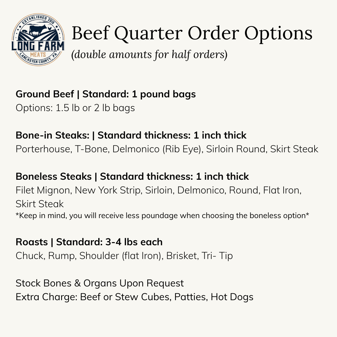 Beef meat ordering | Long Farm Meats