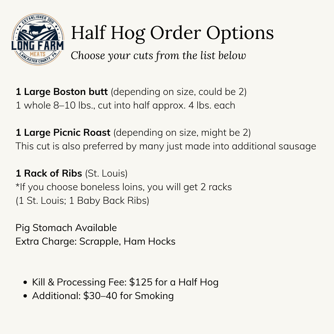 Pork meat ordering | Long Farm Meats